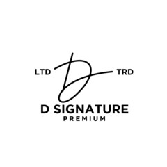 Signature letter D hand write logo design
