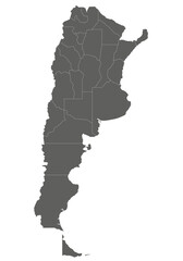 Vector blank map of Argentina with provinces or federated states and administrative divisions. Editable and clearly labeled layers.