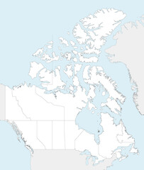 Fototapeta premium Vector blank map of Canada with provinces and territories and administrative divisions, and neighbouring countries and territories. Editable and clearly labeled layers.