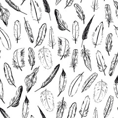 Feather vector seamless pattern