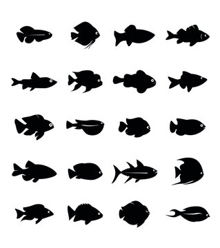 Set of fish icons. Vector illustration.