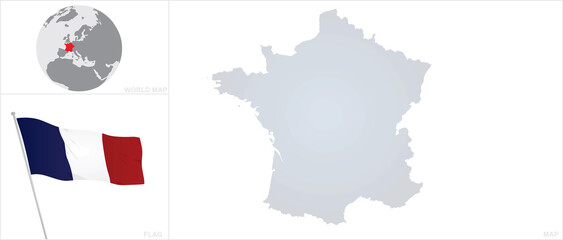 France map and flag. vector
