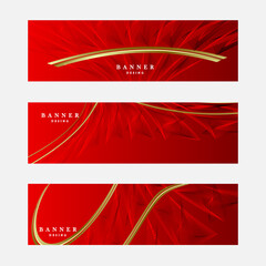 Set of red and gold banner design