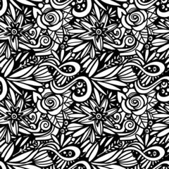 Coloring pages seamless background, Floral coloring book