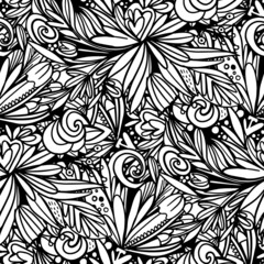 Coloring pages seamless background, Floral coloring book