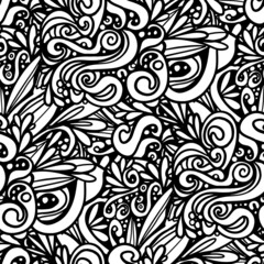 Coloring pages seamless background, Floral coloring book
