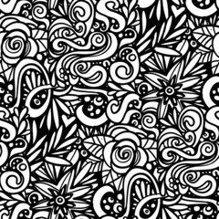 Coloring pages seamless background, Floral coloring book
