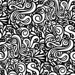 Coloring pages seamless background, Floral coloring book
