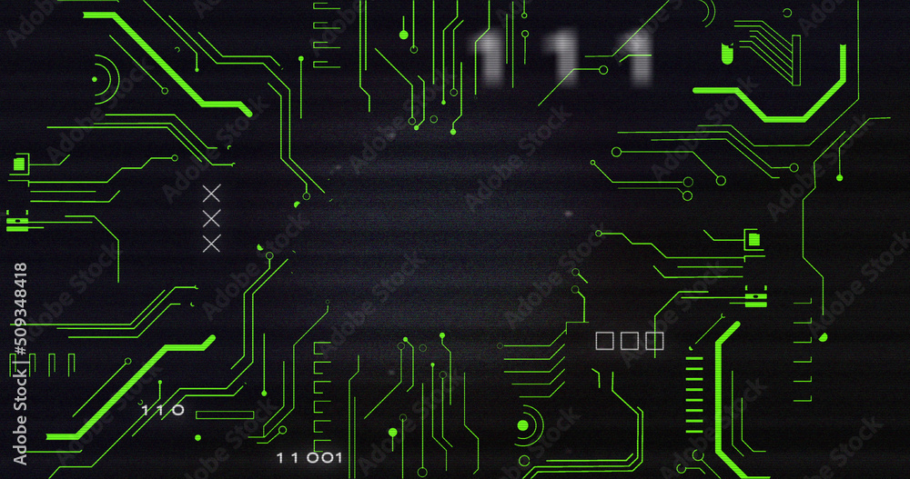 Poster image of interference over cross, data processing and computer circuit board