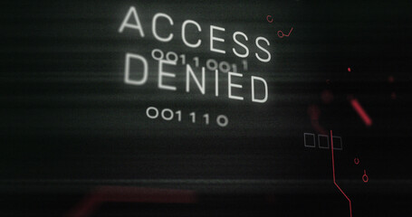 Image of interference over access denied text, data processing and computer circuit board