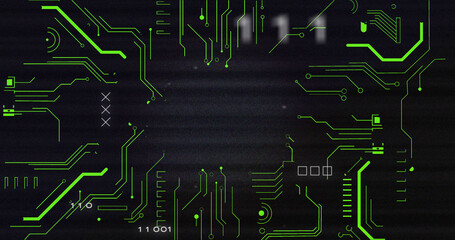 Image of interference over cross, data processing and computer circuit board