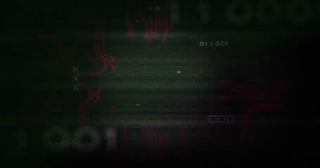 Image of interference over data processing and computer circuit board