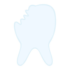 Broken tooth icon. Color vector illustration. Dental care. Isolated background. Medical theme. Cartoon style. Illustration for web design.