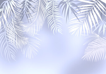 Tropical wallpaper in delicate pastel powdery, monochrome colors. Palm leaves and bamboo. Jungle, and Jungalow Style