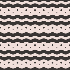 Waves and dots. Vector black wavy lines. Vector waves for pillows, prints, cups, wallpapers, notebooks.