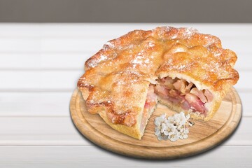 Traditional easter dove cake with glaze carnage, almonds, easter eggs, cake