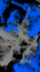 Blue and dark clouds on black background