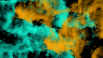 Obraz na płótnie Canvas Blue and yellow clouds on black background