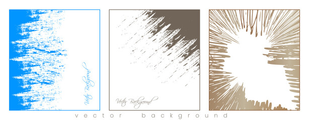 Abstract brushing grunge vector background set with 
Blue, Golden and Gray colors