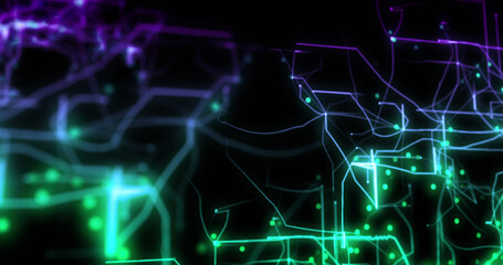 Image of moving shapes on black background