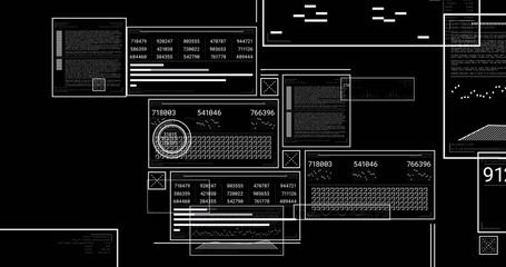 Image of data processing over black background