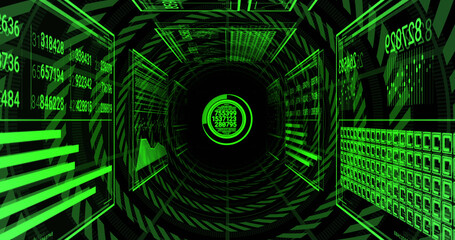 Image of data processing over black background