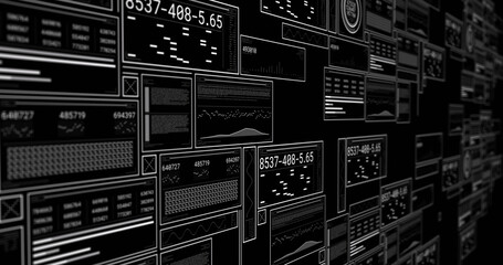 Image of data processing over black background