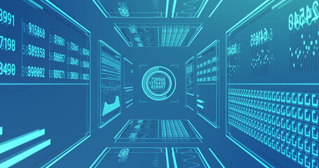 Image of data processing over blue background