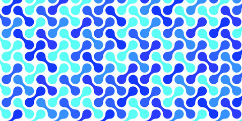 Metaballs seamless pattern. Abstract blue on white background.