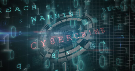 Obraz premium Image of digital data processing over dark background