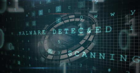 Image of digital data processing over dark background