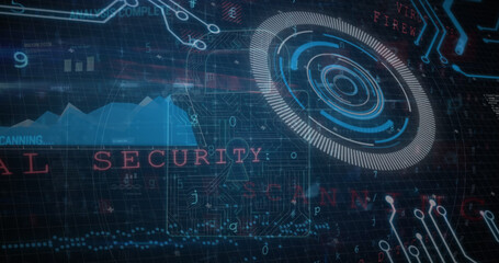 Image of digital data processing over dark background