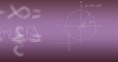 Image of mathematical equations on pink background