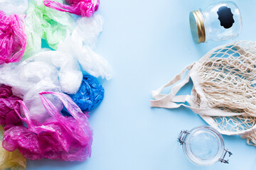 Many disposable plastic bags vs reusable cotton bag