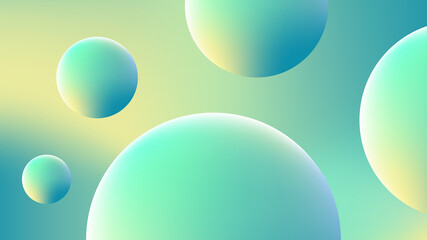 Gradient colorful bubbles wallpaper. Green, teal, turquoise, and yellow color gradient. Bright and soft color gradient. Circles with gradient color.