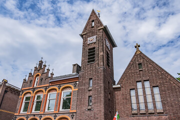 Fototapeta na wymiar Sint Joris op 't Zand or Saint George Old Catholic Church is a parish church in the center of Amersfoort. Amersfoort. the Netherlands.