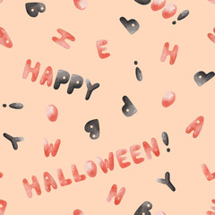 Watercolor seamless pattern with letters.