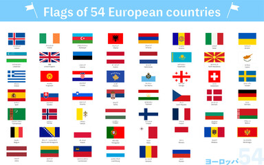 世界の国旗　ヨーロッパの54か国セット