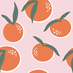 Seamless Repeat Vector Bold Oranges Mandarins Fruit Pattern 