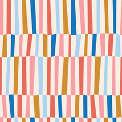 Seamless Repeat Modern Irregular Hand Drawn Grid Geometric Vertical Stripe Circus Pattern