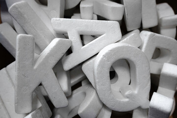 Capital letters made of white polystyrene