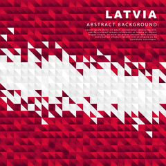 Flag of Latvia. Abstract background of small triangles in the form of colorful crimson and white stripes of the Latvian flag.