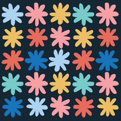 Abstract Graphic Modern Bold Seamless Repeat Pattern Vintage Starburst Colorful Bright Fun Pattern