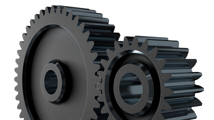Spur gear. Gear couple. isolated. 3D Rendering.