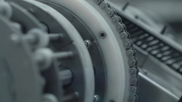 technology and automation close up. machine parts close-up