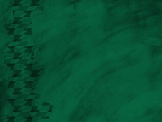Horizontal illustration with copyspace, green textured background with abstract shapes as border and space for text