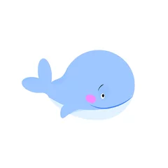 Peel and stick wall murals Whale Little cute blue whale