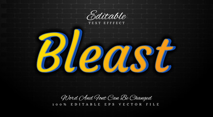 3d text effect editable vector illustration with style bleast yellow colour