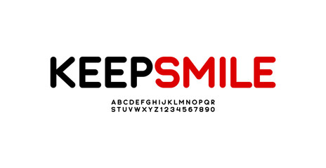 Round font, trendy alphabet, modern letters and numbers