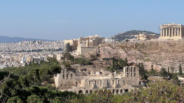 Panoramic view of Acropolis Hill and Athens.